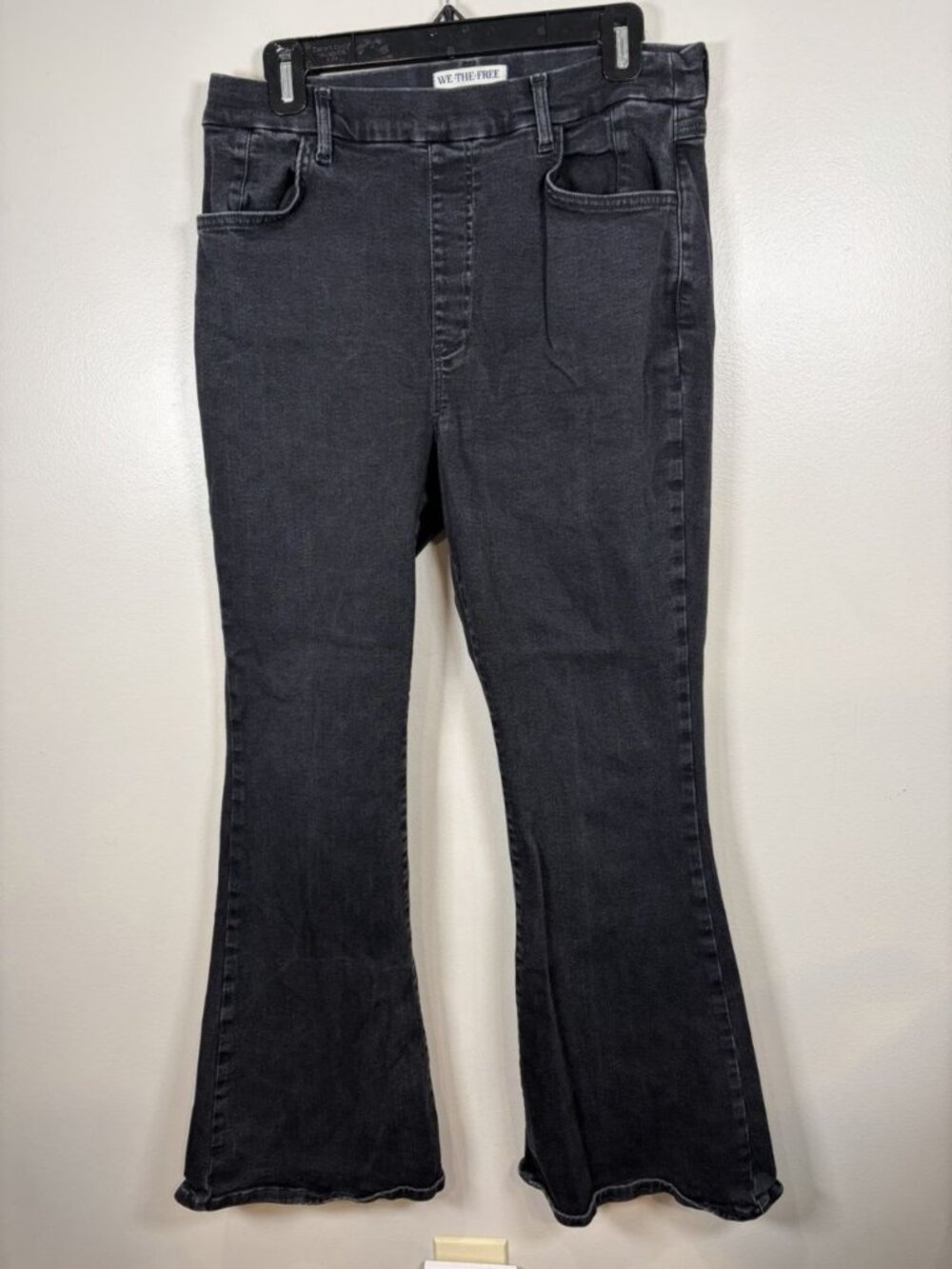 Free People Penny Pull On Flare Jeans Size XL Short Charcoal Wash Bell Bottom